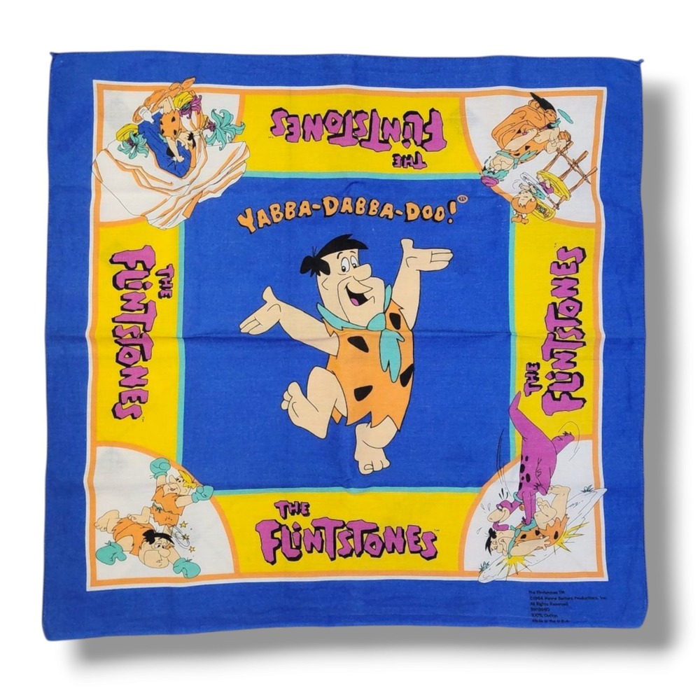 Vintage 1994‎ The Flintstones Hanna Barbera Productions Inc. 100% Cotton Bandana